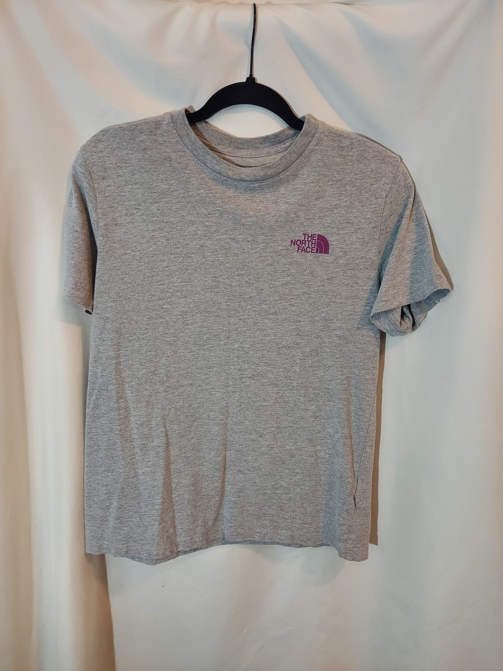 The North Face Heather Grey Crew Neck T-Shirt Purple Logo Size S